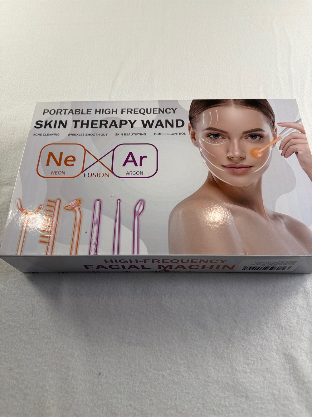 High Frequency Skin Therapy Device - Neon & Argon Electrodes, White